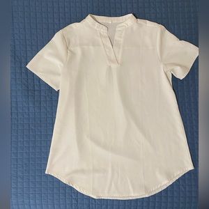 White V-Neck Dress Shirt, Size L